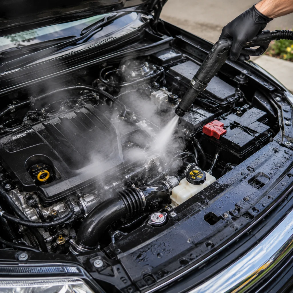 engine bay steam cleaning