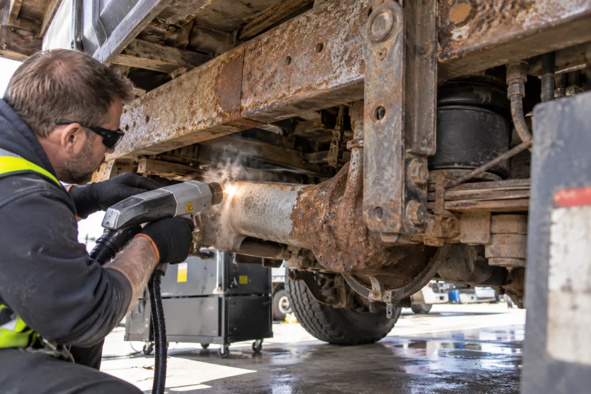Laser rust removal for trucks